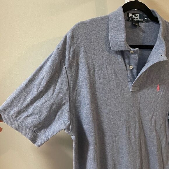 Polo Ralph Lauren Blue Collared Shirt with Pink Logo - Picture 2 of 4